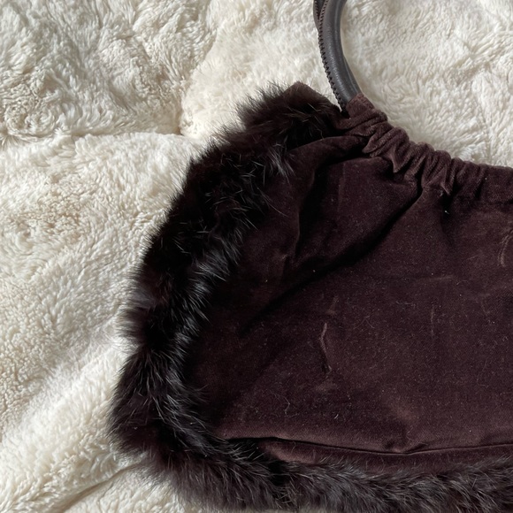 HYPE brown velvet and fur bag designer fun elegance - Picture 11 of 11